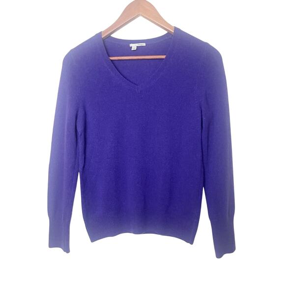 HALOGEN 100% Cashmere V-neck Knit Sweater Women’s Sz Small Petite Purple - Picture 1 of 7